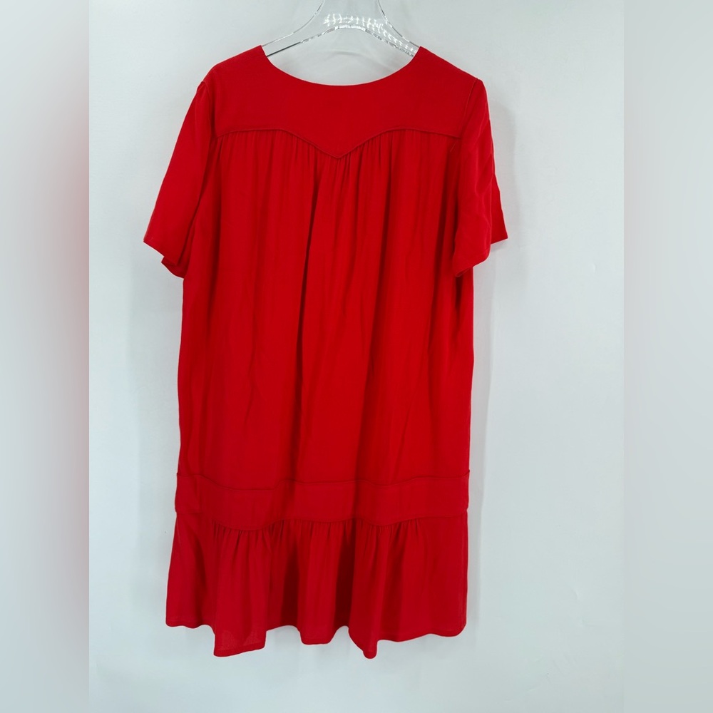 ba&sh Red Short Ruffle-Hem Mini Dress - Picture 2 of 6